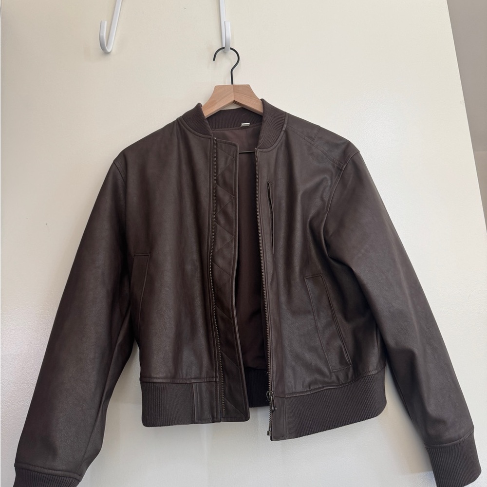 Brown Faux Leather Jacket